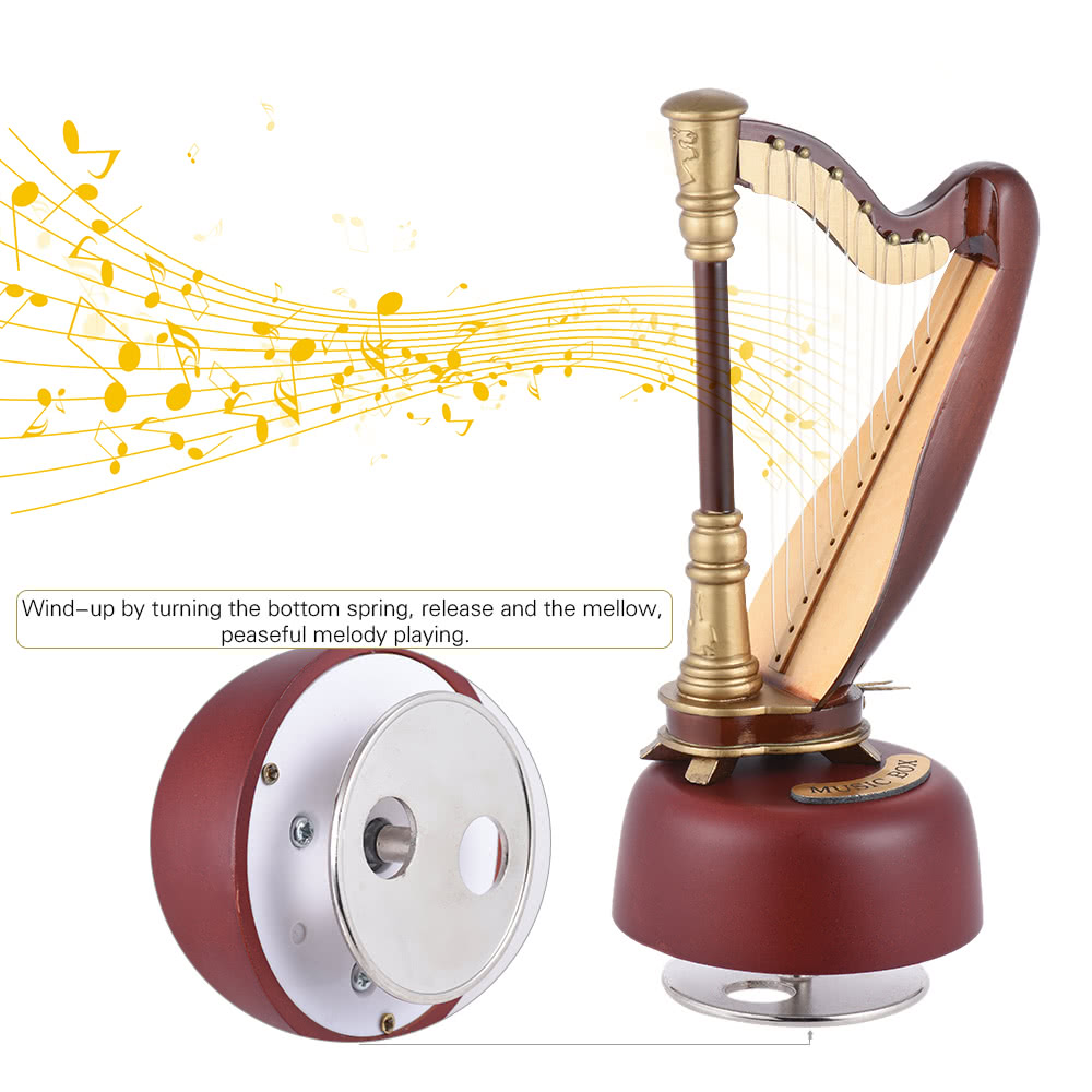 Classical Wind Up Harp Music Box wit (end 3/28/2018 715 PM)