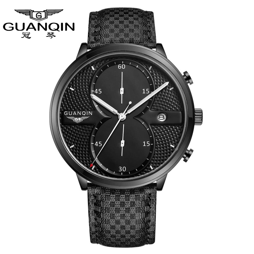 $4 Off GUANQIN 2016 Fashion Men's Luxury Top Brand Big Dial Full Black Sport Quartz Watch with Stopwatch Male ,free shipping $20.99(Code:GUANQIN4) from TOMTOP Technology Co., Ltd