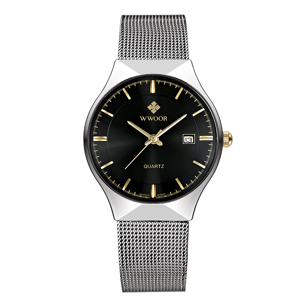 $3 Off WWOOR 2016 Ultra Thin Dial Fashion Mesh Stainless Steel Watches Calendar Quartz Analog Men Casual 30M Water-Proof + Watch Box,free shipping $12.99(Code:WWOOR1) from TOMTOP Technology Co., Ltd