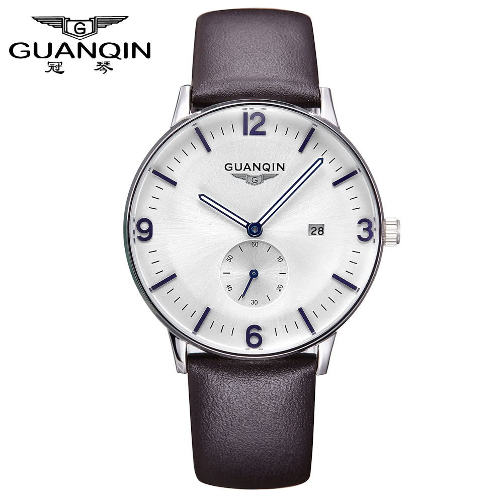 $4 Off GUANQIN Man Simple Business Fashion Waterproof Mens Watches Leather Strap Male Trend of Commercial Sports Quartz,free shipping $19.99(Code:GUANQIN1) from TOMTOP Technology Co., Ltd