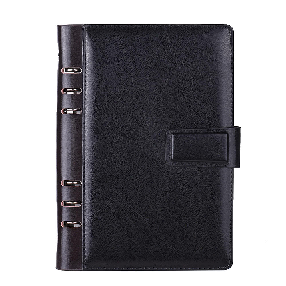 A5 PU Loose-leaf Spiral Notebook Binder Business Planner Dairy Agenda Vintage Office Stationery With Card Photo Slot Pen Holder Magnetic Cover Gift Without Pen