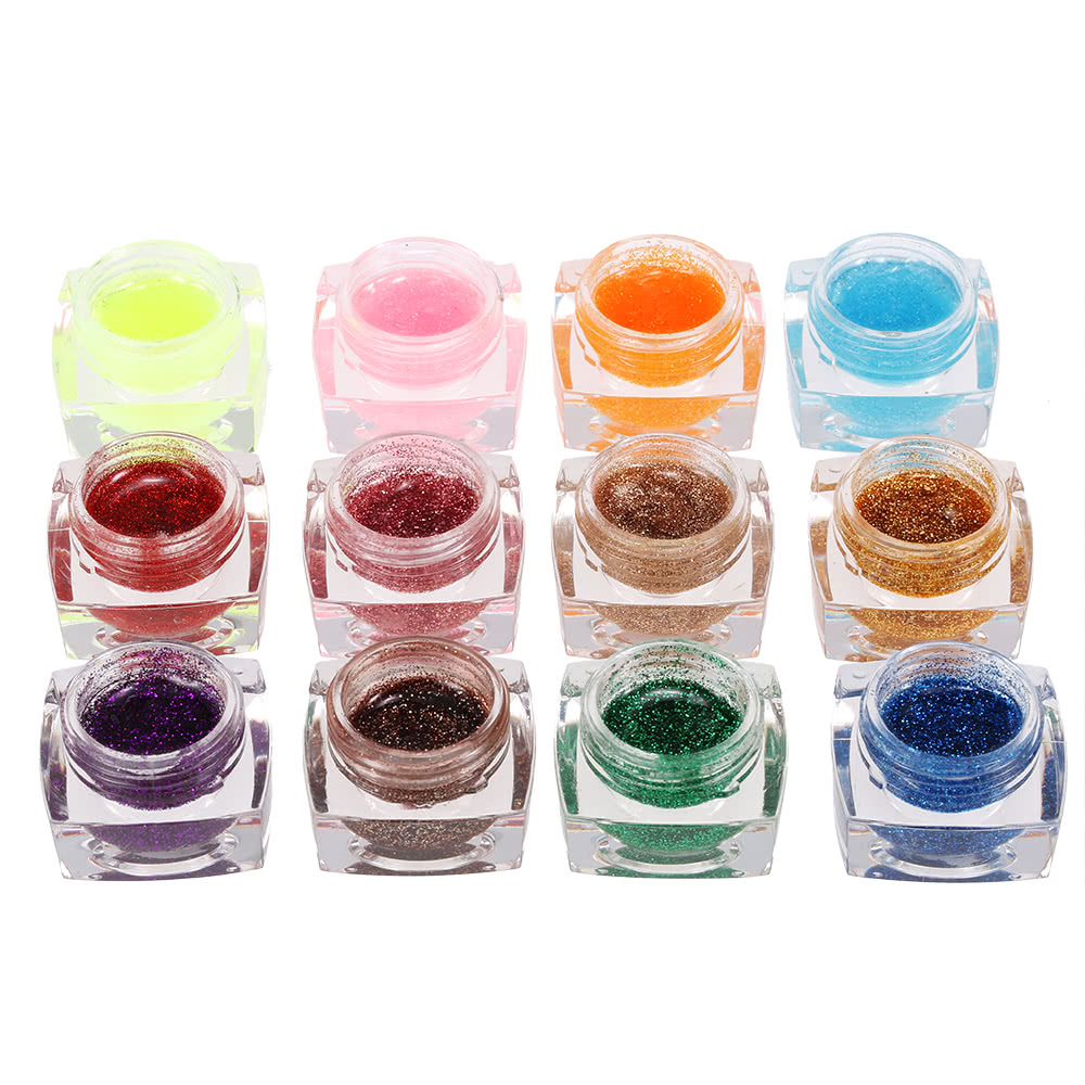 25 Uv Gel Nail Art Designs Application Tips Only Us 10 84 12 Colors Professional Glitter Powder Uv Gel Nail Art Tomtop