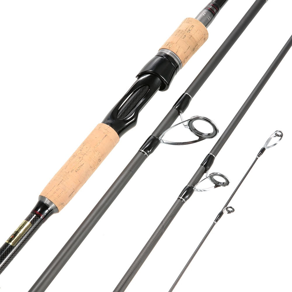 4 Sections Carbon Fiber Portable Baitcasting Spinning Fishing Rod Medium Rod Fishing Pole for Saltwater and Freshwater
