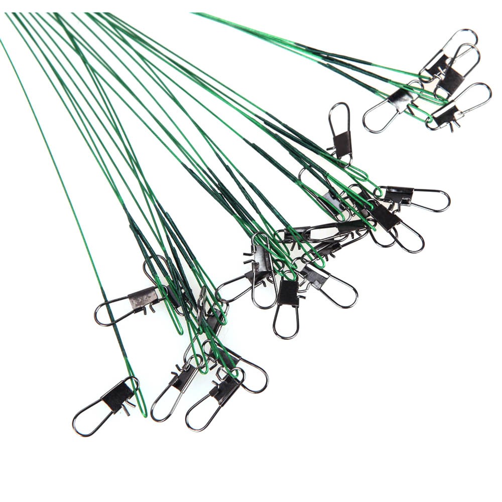 72pcs Green Fishing Lure Line Trace Wire Leader Swivel ...
