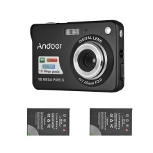 Andoer 18M 720P HD Digital Camera Video Camcorder with 2pcs Rechargeable Batteries 8X Digital Zoom Anti-shake 2.7inch LCD Kids Chr