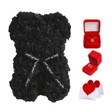 Rose Bear Girlfriend Gifts Silver Ring Necklace Gift Box