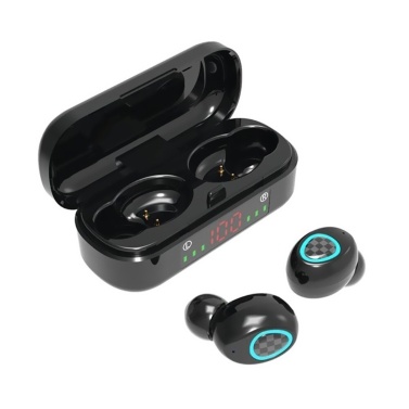 V7 Wireless BT5.0 Headphones In-ear Low Latency Sports Earbuds with LED Display Screen Smart Touch Control Button Black