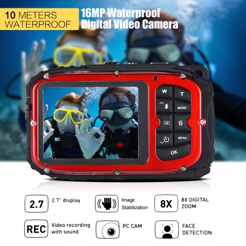 16MP 2.7" LCD Waterproof Digital Video Camera Mini Camcorder DV Underwater Max 10M Diving 8X Digital Zooming Face Detection от Tomtop.com INT 16MP 2.7" LCD Waterproof Digital Video Camera Mini Camcorder DV Underwater Max 10M Diving 8X Digital Zooming Face Detection от Tomtop.com INT