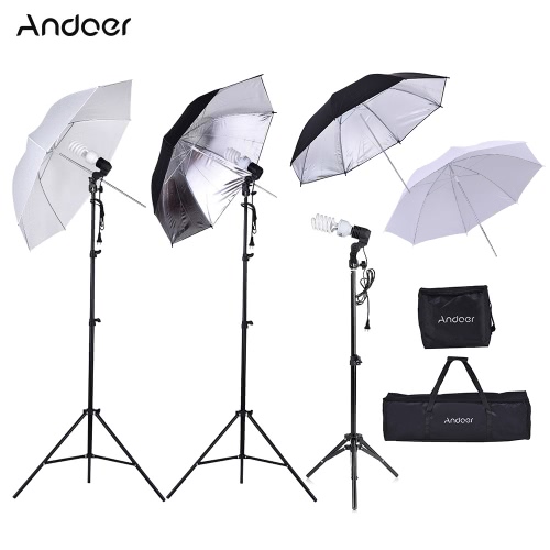 Andoer Photo Studio Kit 2 * 2m Light Stand + 3 * 45W Bulb + 2 * 83cm Translucent White Soft Umbrella +2 * 83cm Black&Silver Umbrella + 1 * 80cm Light Stand + 3 * Bulb Swivel Socket with 1 Bulb Storage Bag 1 Carrying Bag от Tomtop.com INT Andoer Photo Studio Kit 2 * 2m Light Stand + 3 * 45W Bulb + 2 * 83cm Translucent White Soft Umbrella +2 * 83cm Black&Silver Umbrella + 1 * 80cm Light Stand + 3 * Bulb Swivel Socket with 1 Bulb Storage Bag 1 Carrying Bag от Tomtop.com INT