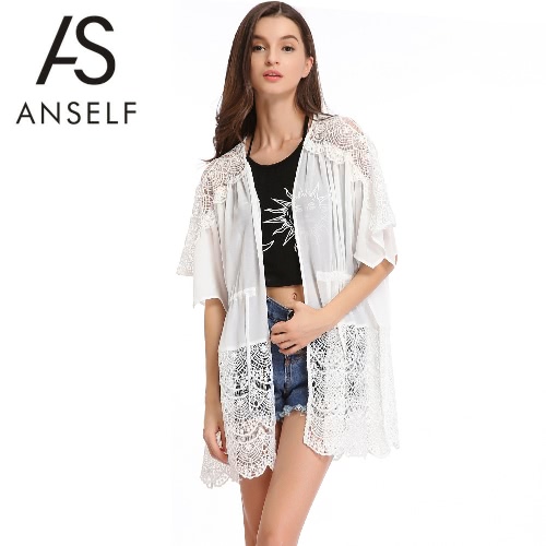 New Women Chiffon Outerwear Open Front Floral Crochet Bat Sleeves Drawstring Thin Loose Beach Cover Up White от Tomtop.com INT New Women Chiffon Outerwear Open Front Floral Crochet Bat Sleeves Drawstring Thin Loose Beach Cover Up White от Tomtop.com INT