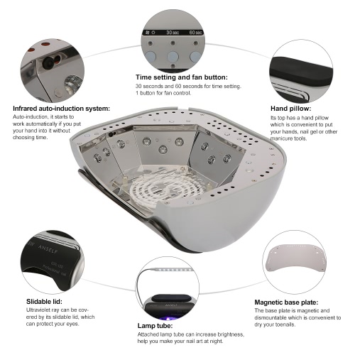 Anself 48W LED + CCFL Nail Lamp Nail Gel Dryer Nail Curing Machine Fingernail & Toenail Gel Curing 110-240V Nail Art Painting Salon Tool Gray US Plug от Tomtop.com INT Anself 48W LED + CCFL Nail Lamp Nail Gel Dryer Nail Curing Machine Fingernail & Toenail Gel Curing 110-240V Nail Art Painting Salon Tool Gray US Plug от Tomtop.com INT